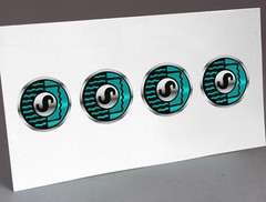 4 TURQUOISE SHURE LOGO FOR BASE STAND MICROPHONE, REPLACEMENT RESTORATION DECALS
