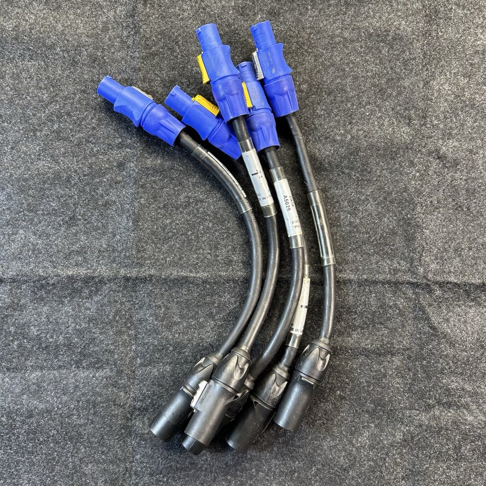 Lex A5025 Adapter Neutrik Powercon True1 Male to Blue power cable 1 ft Lot Of 5