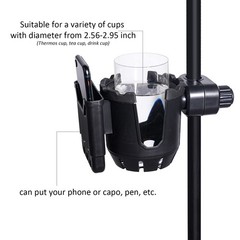 EASICOZI Microphone Stand Cup Holder with Phone Holder, 2.8-3.5 inches, Black