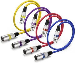 High-Performance 2FT 4-Pack Color-Coded XLR Microphone Cables – Easy Management