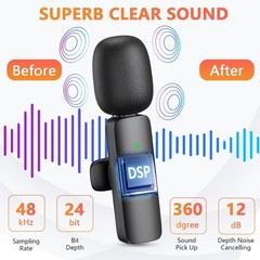 Wireless Lavalier Microphone Video Recording Live Streaming For iphone Android