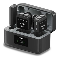 Bower Wireless Lavalier Microphone System 2-Person Dual TX RX Charging Case
