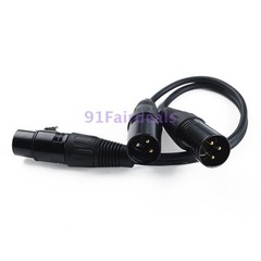 3-Pin XLR Female Jack to Dual 2 Male Plug Y Splitter Mic DJ Cable Adaptor 16 AWG