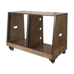 Sound Town DIY 2x12U Slanted Studio Rack Casters, Plw, Weathered Gray SDRK-D12TB