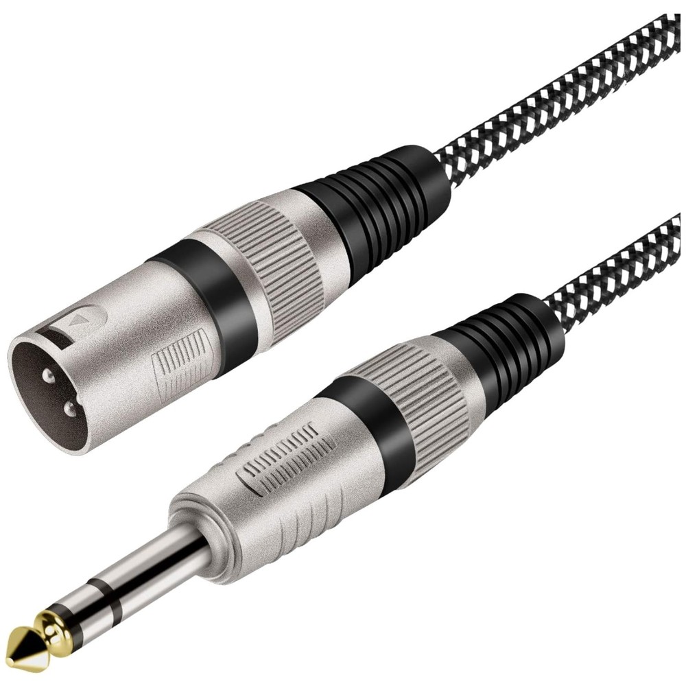 30ft XLR Male to 1/4″ TRS Cable, Nylon Braided, Pure Copper