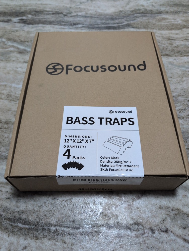 Focusound 4 Pack Bass Traps Corner Acoustic Foam Corner 12″ X 12″ X 7″ Unopened