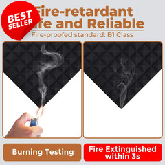 Acoustic Foam Panels 24Pack 12x12x2 Pyramid High-Density Fire Resistant US