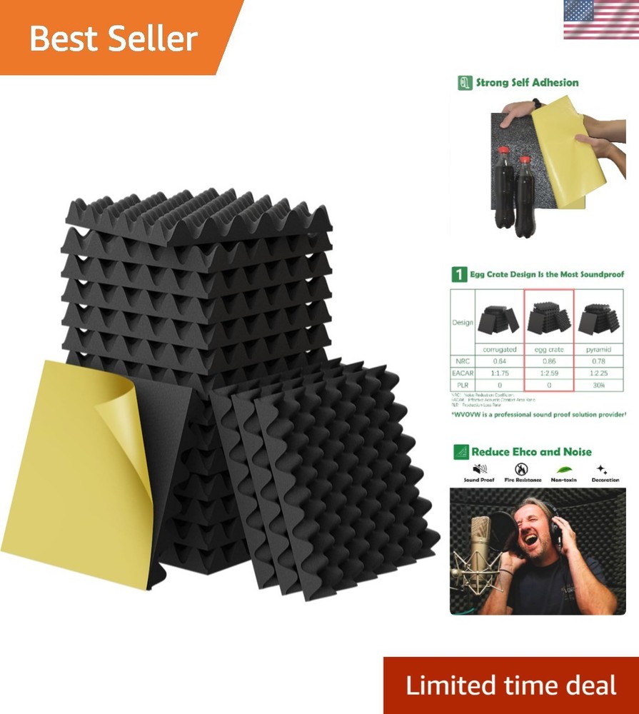 DIY Self-Adhesive Acoustic Foam Panels – Ultimate Sound Absorption in 12 Pack