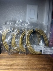 4 GLS Audio Instument Cable Yellow Brown Tweed 1/4″ to 1/4″ Straight Plug in NEW