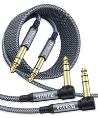 2 Pack 1/4″ TRS Instrument Cable 10FT Right Angle Audio Cord for Guitar Amp