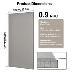 48″X24″X1″ Premium Noise Dampening Panels,Sound Panels for Media Room, Office