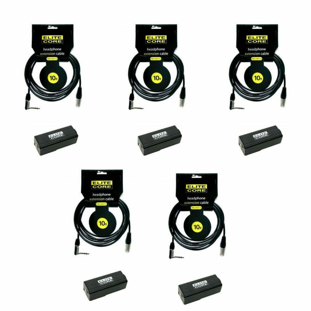 5 In-Ear or Headphone Extension Cable 10 ft w/ Bodypacks for Aviom A-16