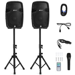 12″ Dual 2-Way 1600W Powered PA Speaker System Portable DJ Party Speaker Music