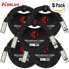 5-PACK Kirlin 30FT 3-Pin XLR Male to Female 20AWG Microphone Cable MP-280-30/BK