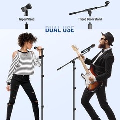 Mic Stand Floor Adjustable – Tripod Boom Arm Microphone Stand with Carrying B…