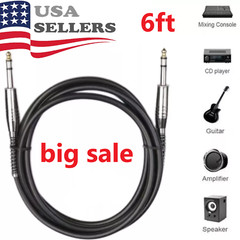6FT Stereo Cable 1/4 Inch Male Trs Speaker Amp Noiseless Guitar Cable