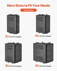 VEVOR 2U Rack Case Rackmount Flight Case 12 in with Microphone Compartments