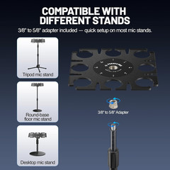 MA-H1 8-Slot Multi-Microphone Holder Wired Wireless Handheld Microphone Threaded