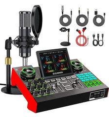 Podcast Microphone Bundle with Live Sound Board Audio Mixer, Podcast Equipment B