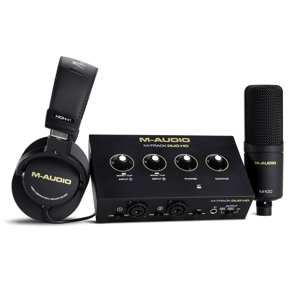M Audio M Track Duo HD Audio Interface with M100 Condenser Microphone and