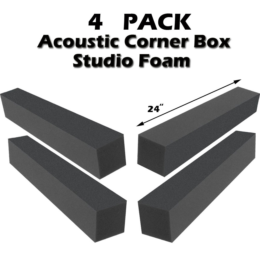 4 Pack 3″x 24″Acoustic Studio Soundproofing Foam Corner Bass Block for 2″ WEDGE