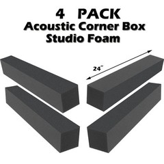 4 Pack 3″x 24″Acoustic Studio Soundproofing Foam Corner Bass Block for 2″ WEDGE