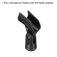 Mic Holder 2mm-33mm Plastic Interface with 3/8 Metal Adapter Black 1 Pcs
