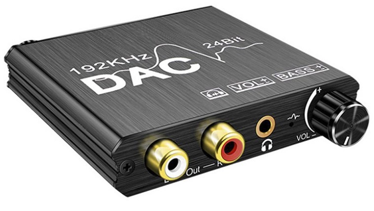 Digital Optical Coax To Analog Stereo RCA L/R 3.5mm AUX Out │Bass & Volume Dial