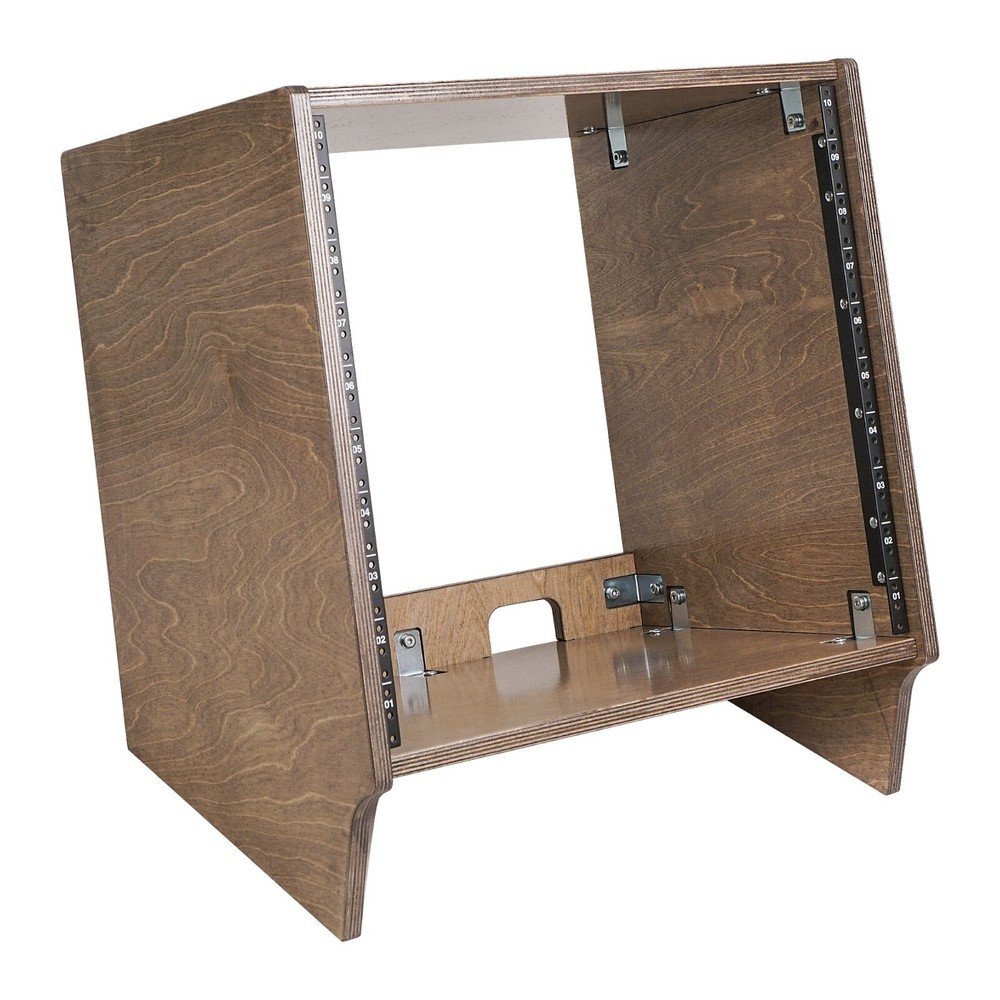Sound Town DIY 10U Angled Desktop Turret Studio Rack,Weathered Brown(SDRK-10SLB)