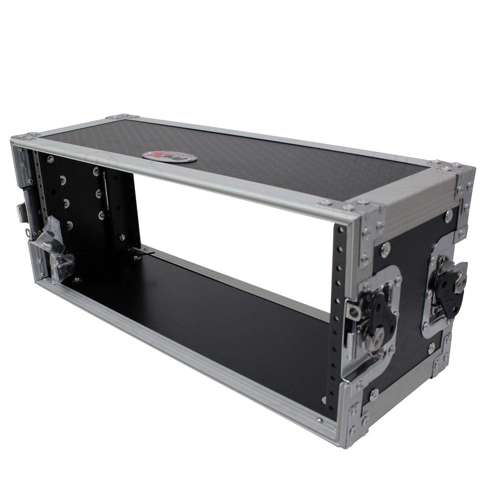 ProX X-4U7D 4U Deluxe Effects Rack 7″ Deep Rail to Silver on Black