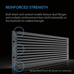 Rack Panel Accessory Vented 2U Space for 19” Rackmount, Premium Black Aluminum