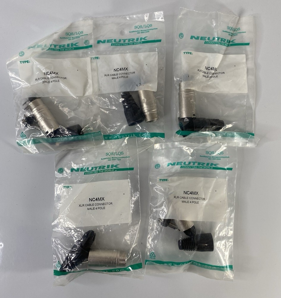 NEUTRIK NC4MX 4-Pin XLR Male Cable Mount Connector Silver/Black 4 Pole