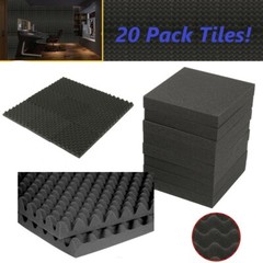 20pk Premium Acoustic Foam Black Egg Crate Wall Tile Soundproofing 12″x12″x1.5″
