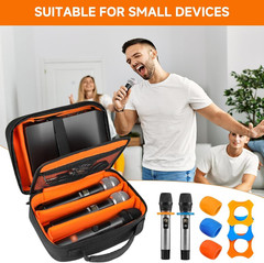 3 Slots Microphone Case for Wireless Microphones, Carrying Bag with Padded Inter