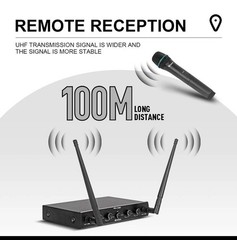 Debra Audio AU400 Pro UHF 4 Channel Wireless Microphone System with Cordless