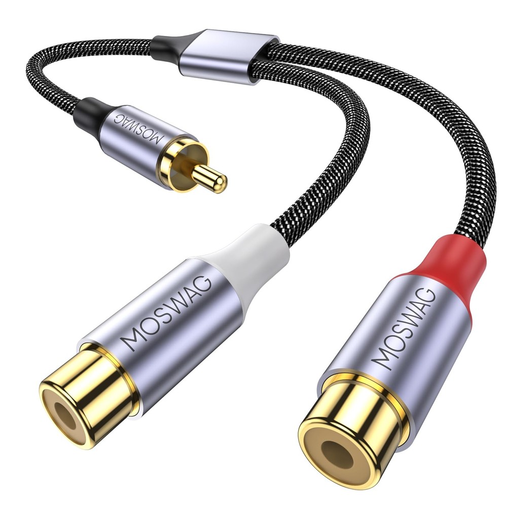 1 Pack RCA Y Splitter Cable 1 Male to 2 Female Audio Adapter Black Cord