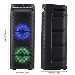 Portable Bluetooth Party Speaker with Dual 10″ Heavy Bass Sound System Mic FM DJ