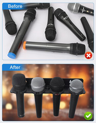Multi Microphone Holder for Wired and Wireless Mics, Hold Up to 4 Mics, Multiple