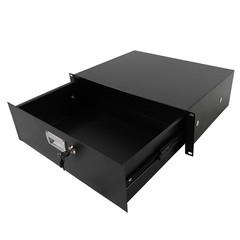 19″ 3U Steel Plate DJ Drawer Equipment Cabinet with Keys Black, in stock