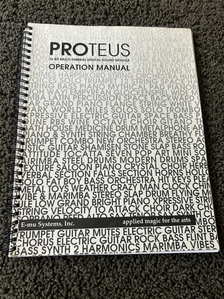 E-mu Systems Proteus Operation Instruction Manual Book User Owner Guide