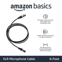 Amazon Basics XLR Male to Female Microphone Cable for Speaker 6 Feet, Black