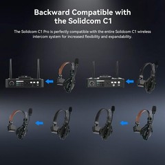 Hollyland Solidcom C1-8 Set Full Duplex Wireless Intercom System with 9 Headsets