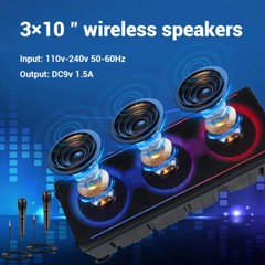 Triple 10″ Woofer 4000W Bluetooth Speaker Rechargable For Party FM Karaok DJ AUX
