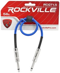 Rockville RCGT1.5BL 1.5′ 1/4“ TS to 1/4“ TS Instrument Guitar Cable in Blue
