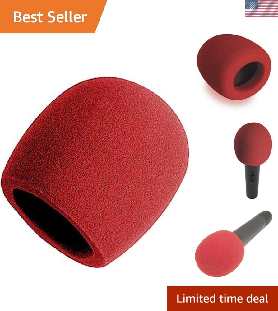 Versatile Foam Ball-Type Microphone Windscreen – Red – Improve Sound & Hygiene