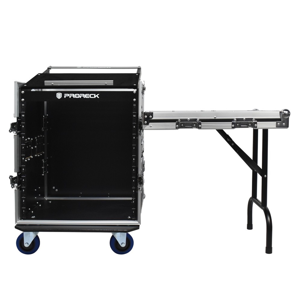 PRORECK 12U Rack Case 20″ Deep Slant Top Mixer Console DJ Desk for Stage Audio