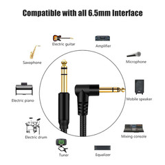 10Ft 1/4 Inch TRS Instrument Cable, 6.35mm Stereo Audio Cable