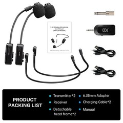 EBJ 2.4G Wireless Headset Mic and Handheld Mic 2 in 1, 30m Stable Transmissio…