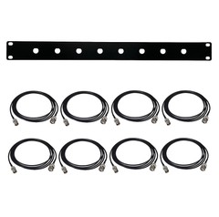 Front Mount 8 Antenna Rack Kit for Shure Wireless with 8 40 inch BNC Cables