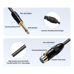 XLR to Dual 1/4 TS Microphone Y Splitter Cable,3-Pin XLR Female to Dual 6.35m…